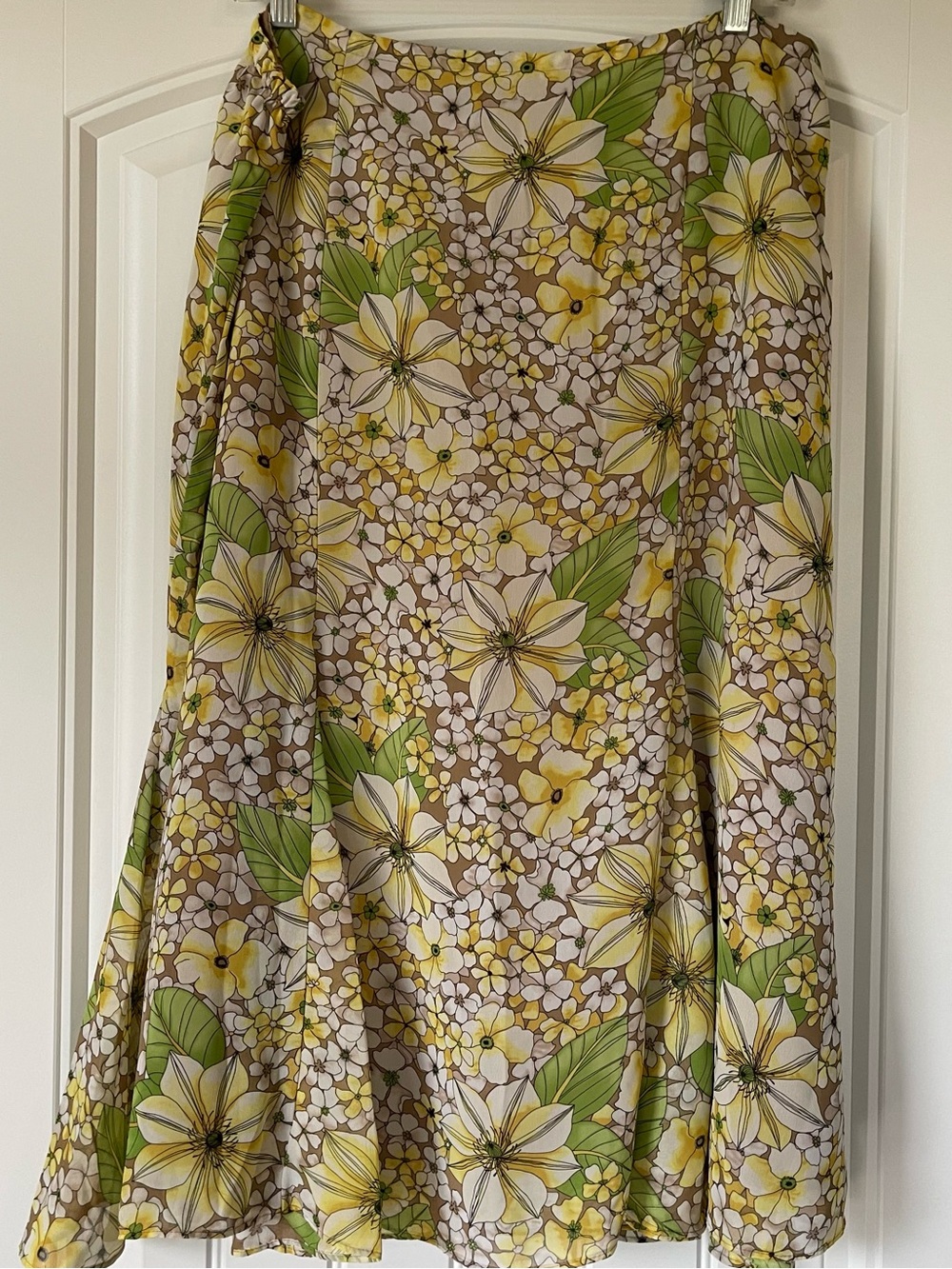 Floral A-Line Skirt in Yellow and Green by Sag Harbor